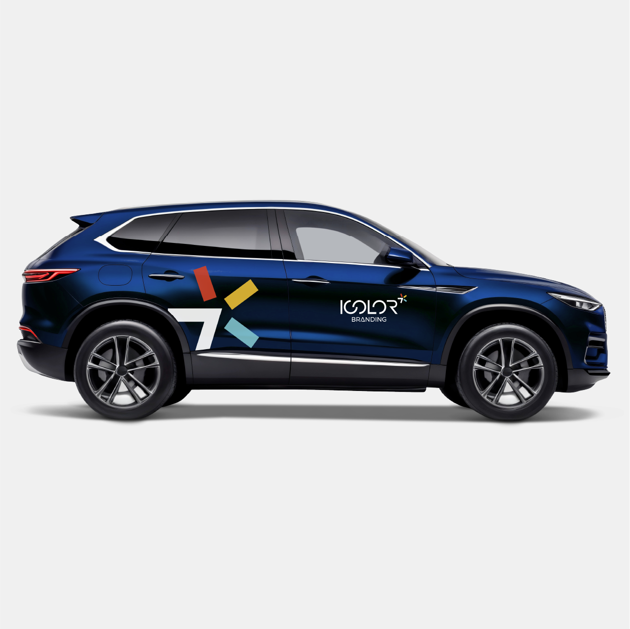 iColor brand mockup on a car