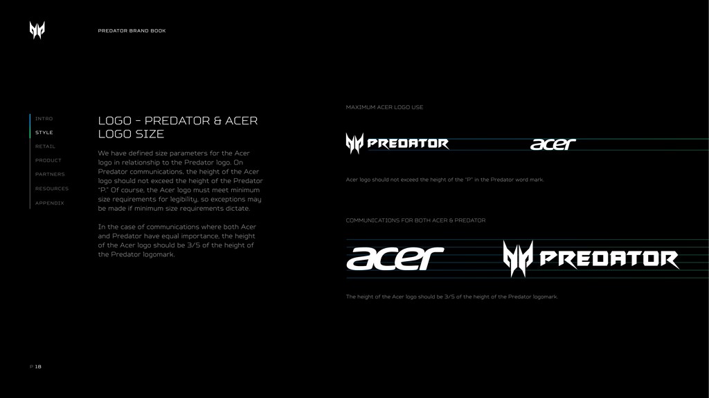 Bộ nhận diện thương hiệu laptop Predator Acer